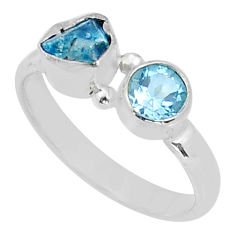 3.09cts natural blue apatite rough topaz 925 sterling silver ring size 7 u93104