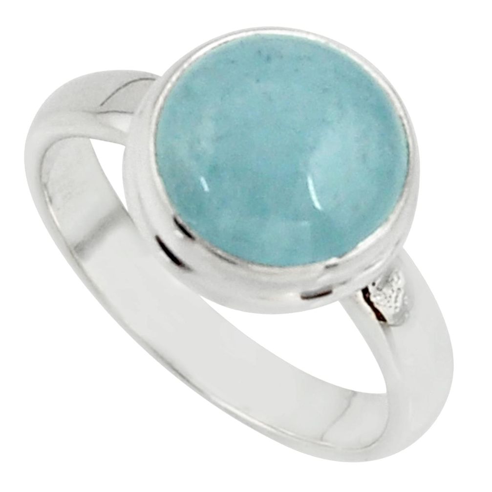 5.03cts natural blue aquamarine 925 silver solitaire ring jewelry size 7 r39798