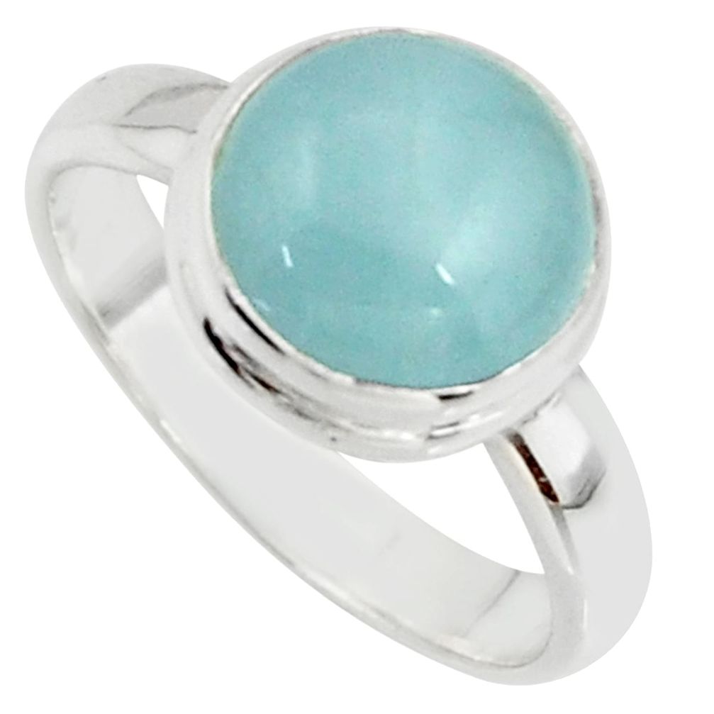 5.14cts natural blue aquamarine 925 silver solitaire ring size 7.5 r39796