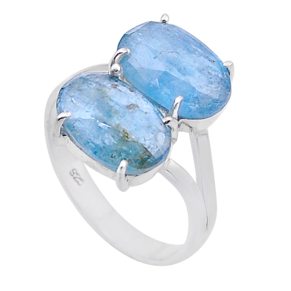 8.05cts natural blue aquamarine 925 sterling silver ring jewelry size 8.5 n52781