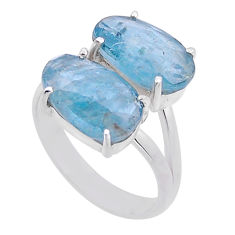 8.55cts natural blue aquamarine 925 sterling silver ring jewelry size 6.5 n52795