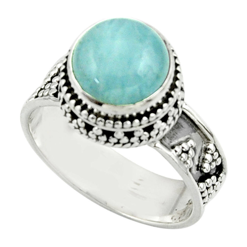 5.57cts natural blue aquamarine 925 sterling silver ring jewelry size 8.5 r44210