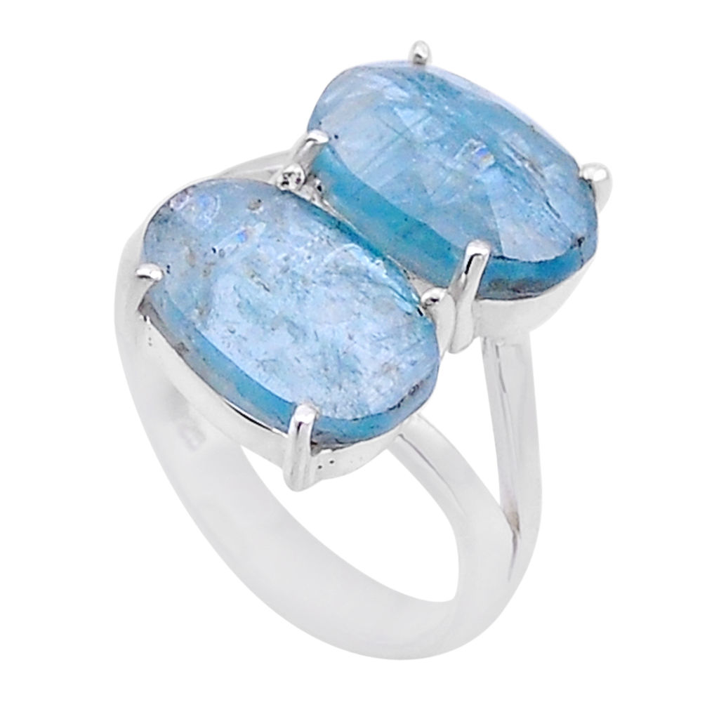 8.23cts natural blue aquamarine 925 sterling silver ring jewelry size 6 n52782