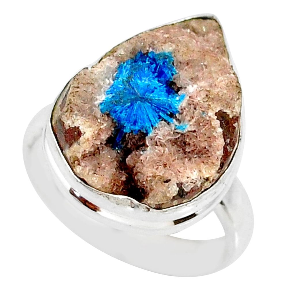 13.70cts natural blue cavansite 925 silver solitaire ring jewelry size 7 r86137