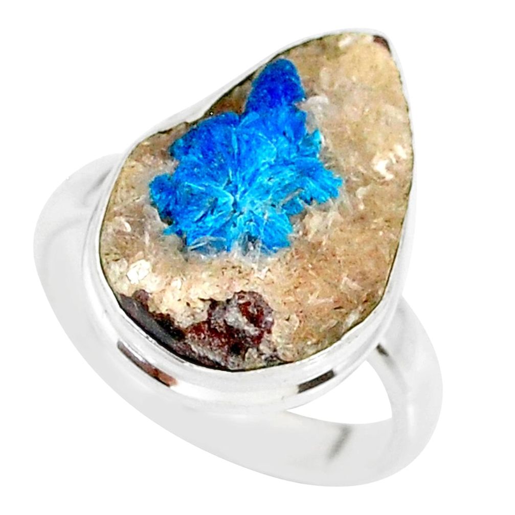 14.23cts natural blue cavansite 925 silver solitaire ring jewelry size 8 r86136