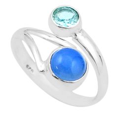 3.61cts natural blue chalcedony topaz 925 silver adjustable ring size 9 u34449