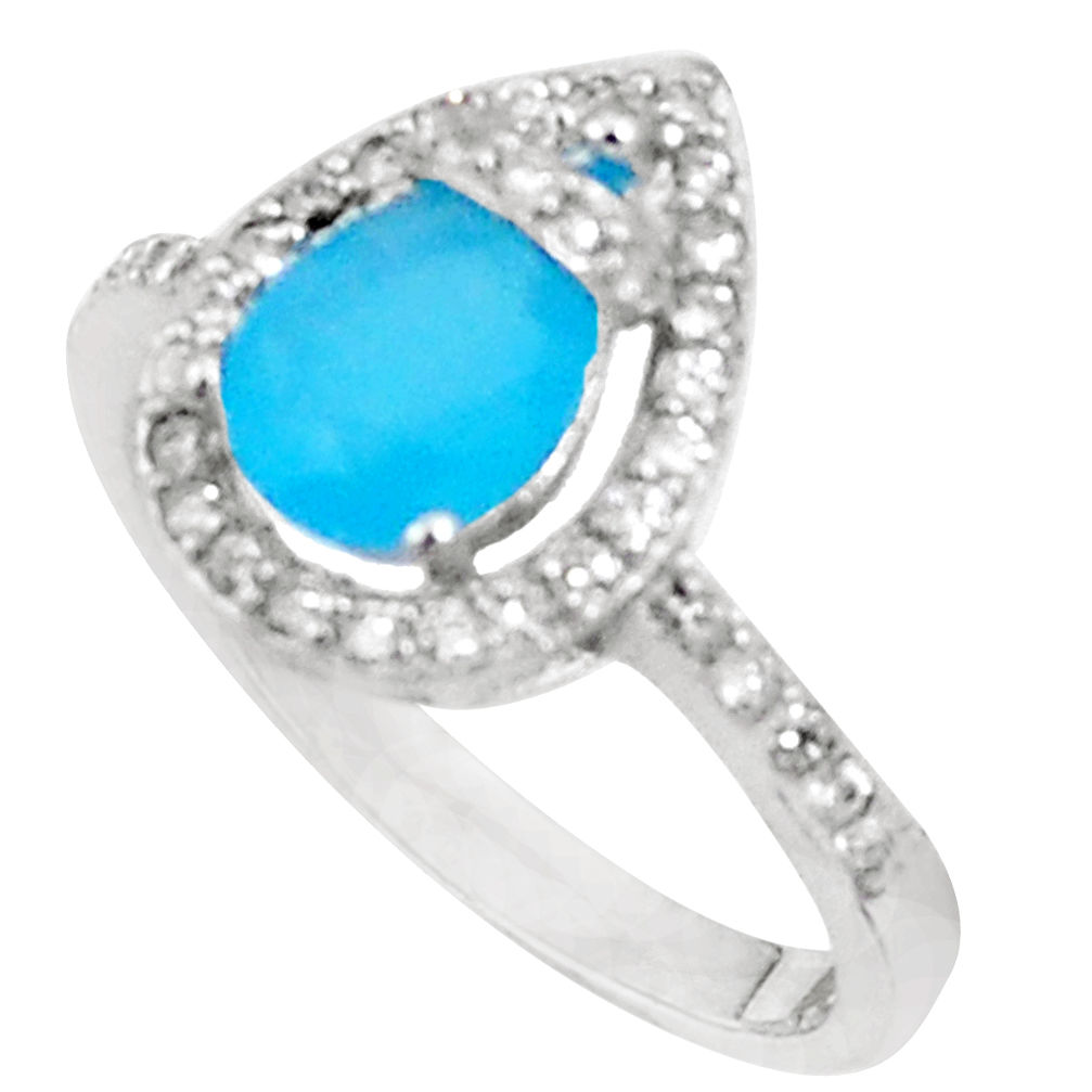 3.42cts natural blue chalcedony topaz 925 silver ring size 7 a94557 c24884