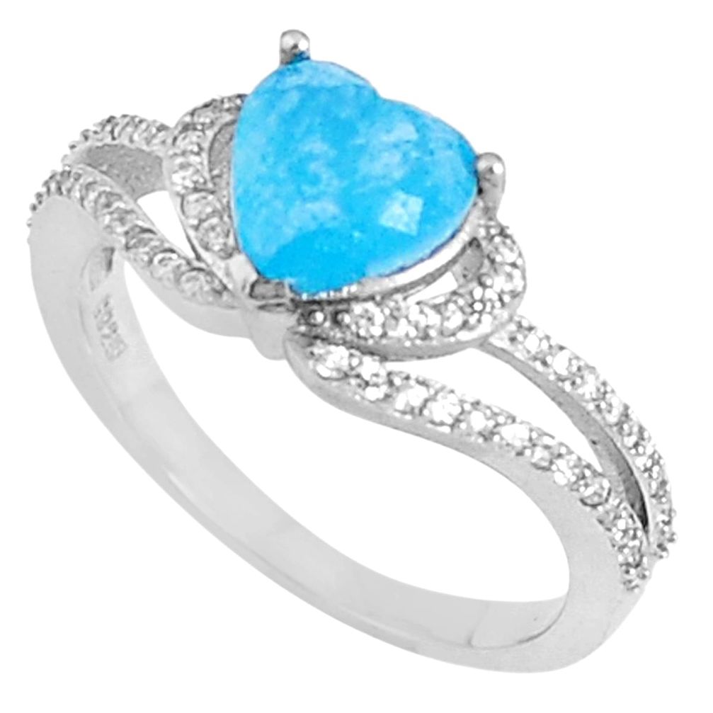 3.03cts natural blue chalcedony topaz 925 sterling silver ring size 6.5 c23623