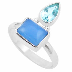 4.64cts natural blue chalcedony topaz 925 sterling silver ring size 9 u34490