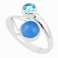 9.72cts natural blue chalcedony topaz 925 sterling silver ring size 9 u34498