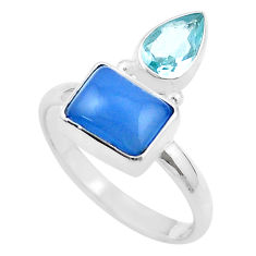 4.40cts natural blue chalcedony topaz 925 sterling silver ring size 8.5 u34486