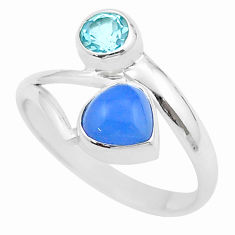 3.62cts natural blue chalcedony topaz 925 sterling silver ring size 8.5 u34492