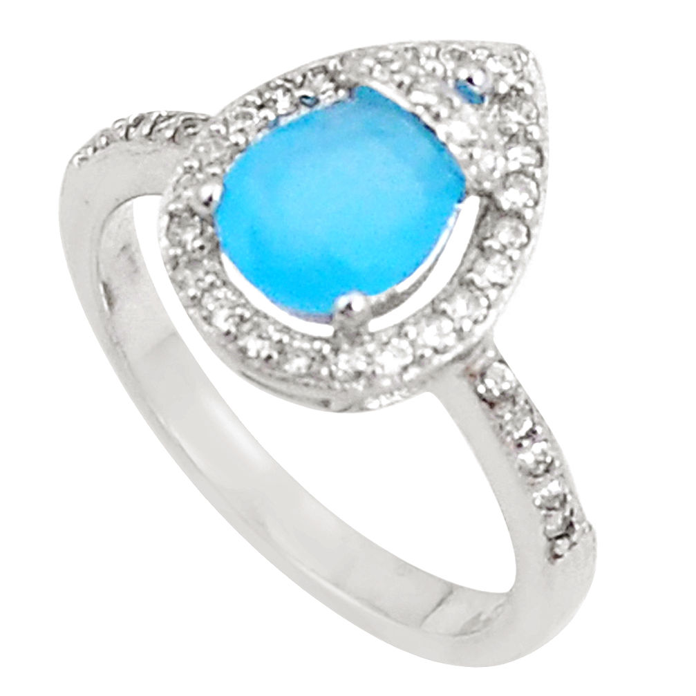 3.59cts natural blue chalcedony topaz sterling silver ring size 7 a94542 c24885