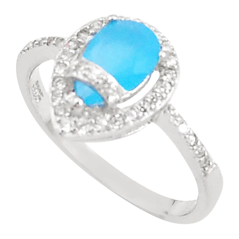 3.59cts natural blue chalcedony topaz sterling silver ring size 7 a94559 c24888