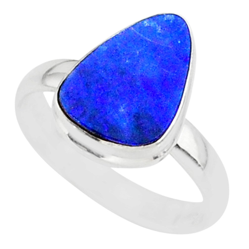 6.86cts natural blue doublet opal australian 925 silver ring size 9 r88523