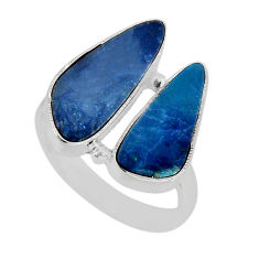 7.04cts natural blue doublet opal australian 925 silver ring size 8.5 y76486