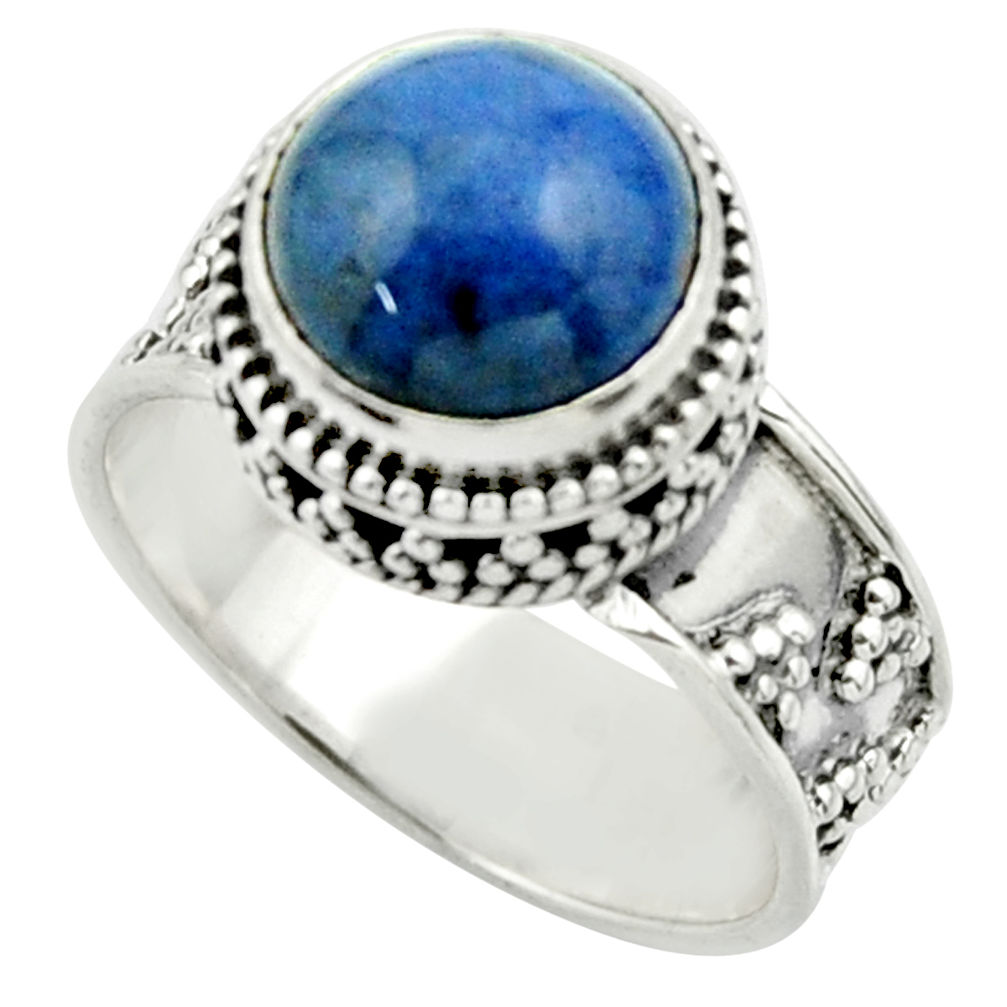 5.69cts natural blue dumorite (dumortierite) 925 silver ring size 8.5 r44242