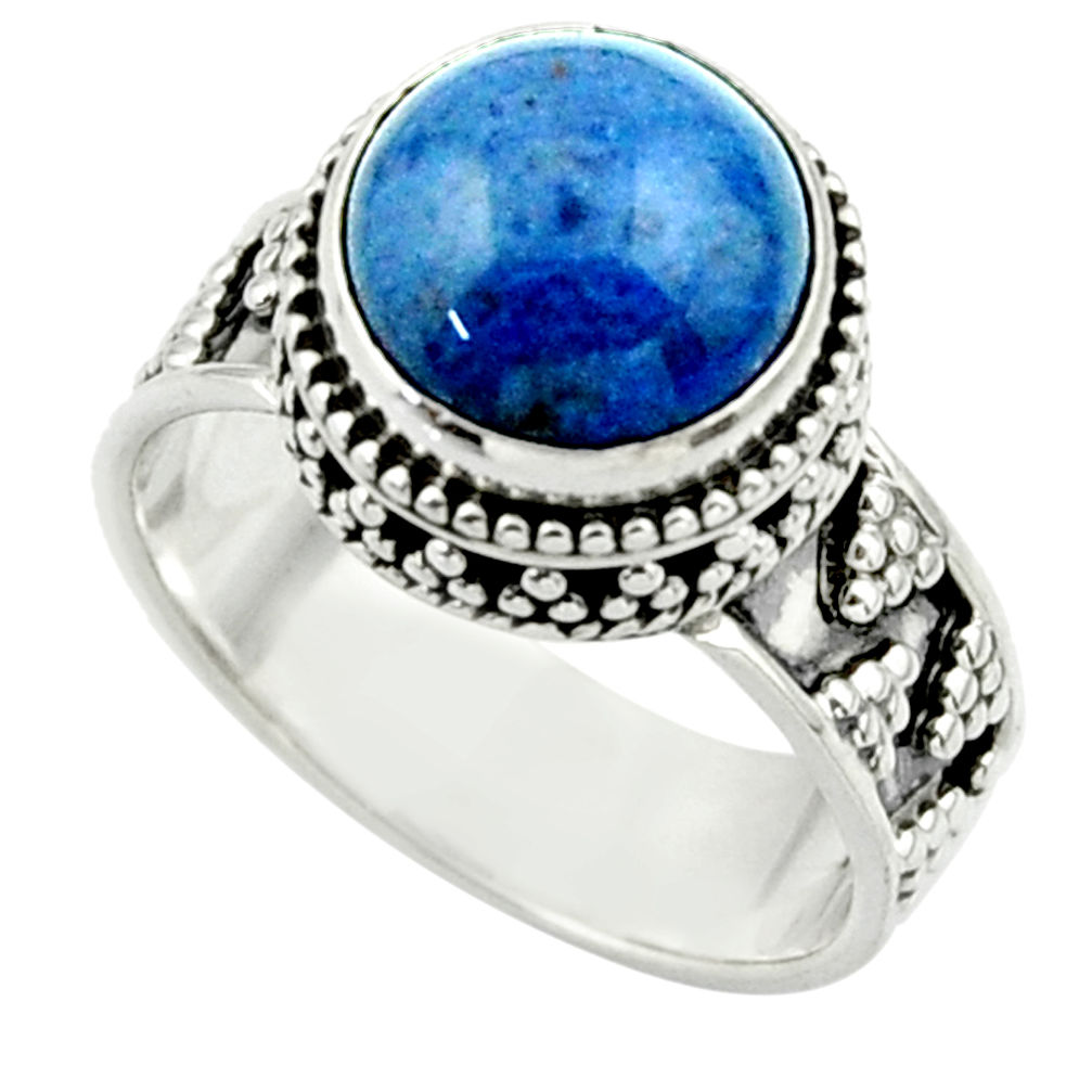 5.62cts natural blue dumorite (dumortierite) 925 silver ring size 7.5 r44246