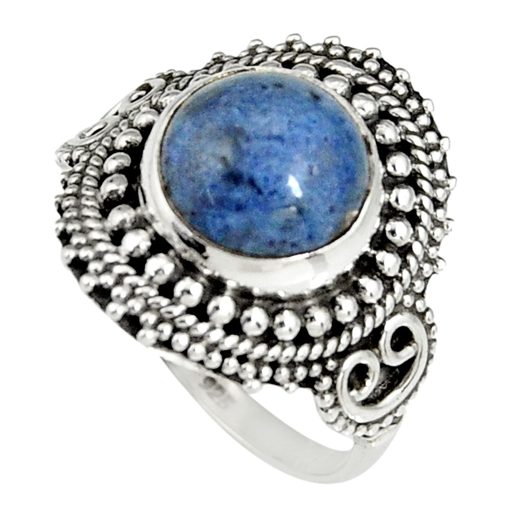 5.36cts natural blue dumortierite 925 silver solitaire ring size 8.5 r19502