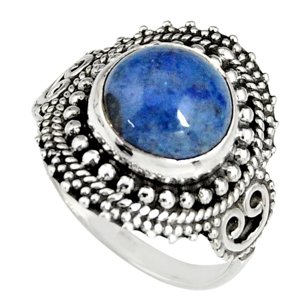 5.38cts natural blue dumortierite 925 silver solitaire ring size 7.5 r19503