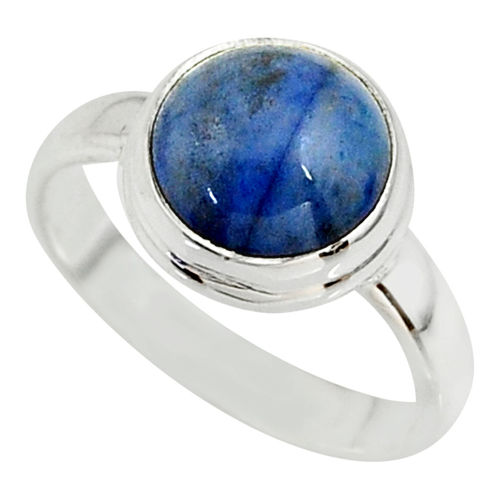 5.24cts natural blue dumortierite 925 silver solitaire ring size 7.5 r39813