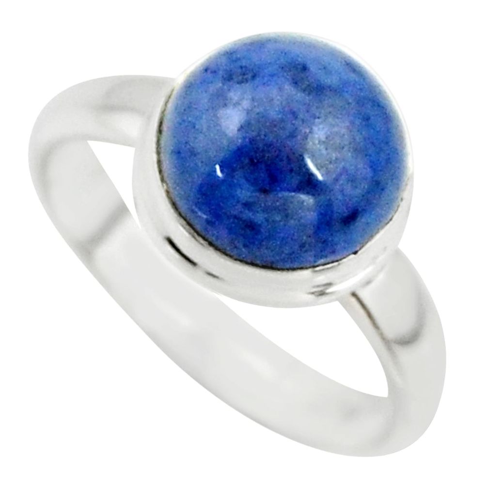 5.23cts natural blue dumortierite 925 silver solitaire ring size 7.5 r39817
