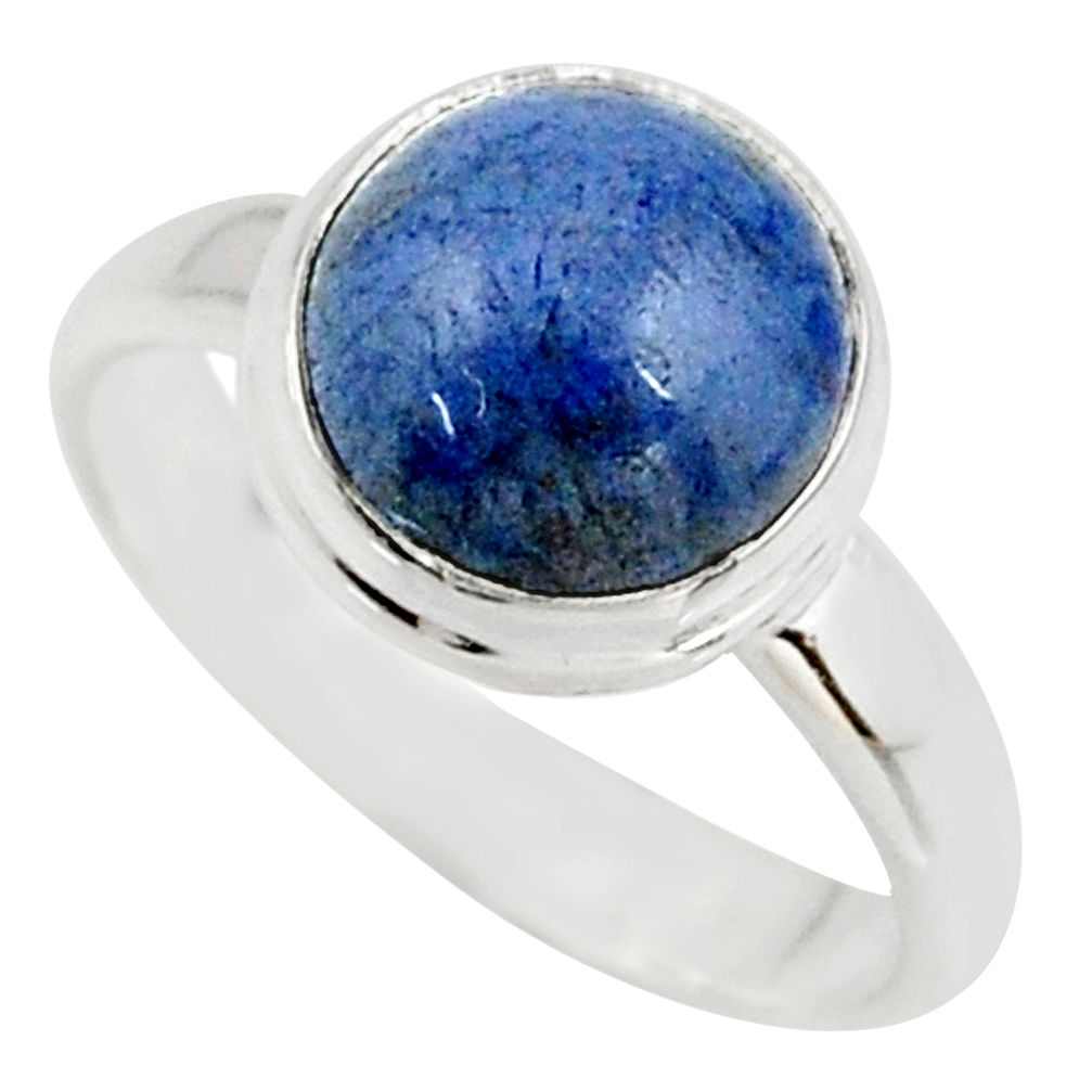 5.23cts natural blue dumortierite 925 silver solitaire ring size 7.5 r39820