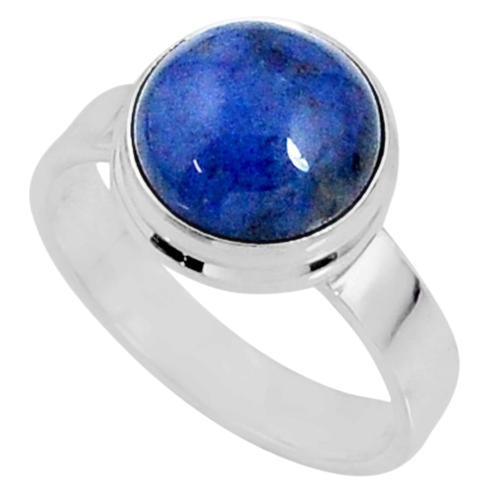 5.23cts natural blue dumortierite 925 silver solitaire ring size 6.5 r64765