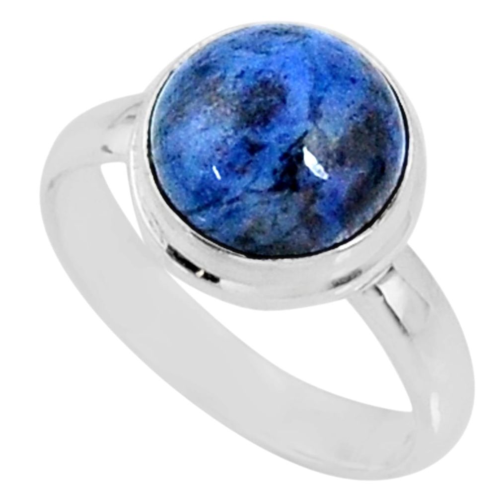 5.06cts natural blue dumortierite 925 silver solitaire ring size 6.5 r64770