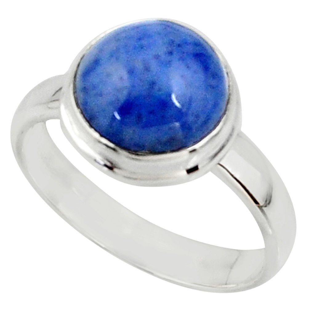 5.06cts natural blue dumortierite 925 silver solitaire ring size 7 r39806