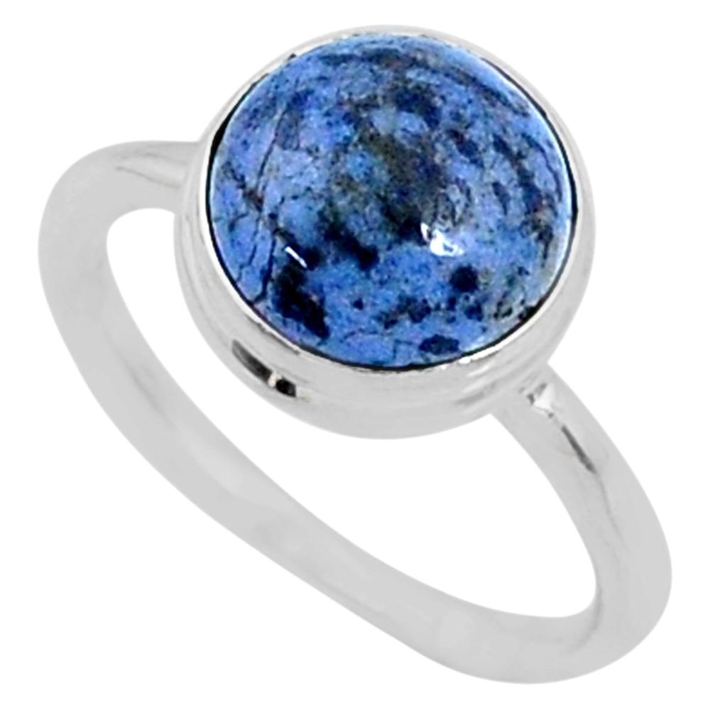 5.06cts natural blue dumortierite 925 silver solitaire ring size 7 r64763