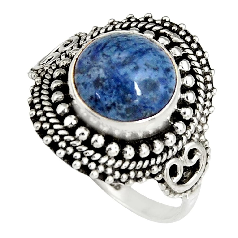 5.63cts natural blue dumortierite 925 silver solitaire ring size 9 r19516