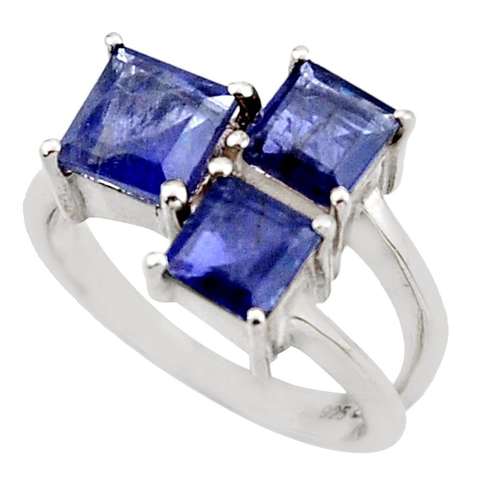 2.41cts natural blue iolite 925 sterling silver ring jewelry size 5.5 d46398