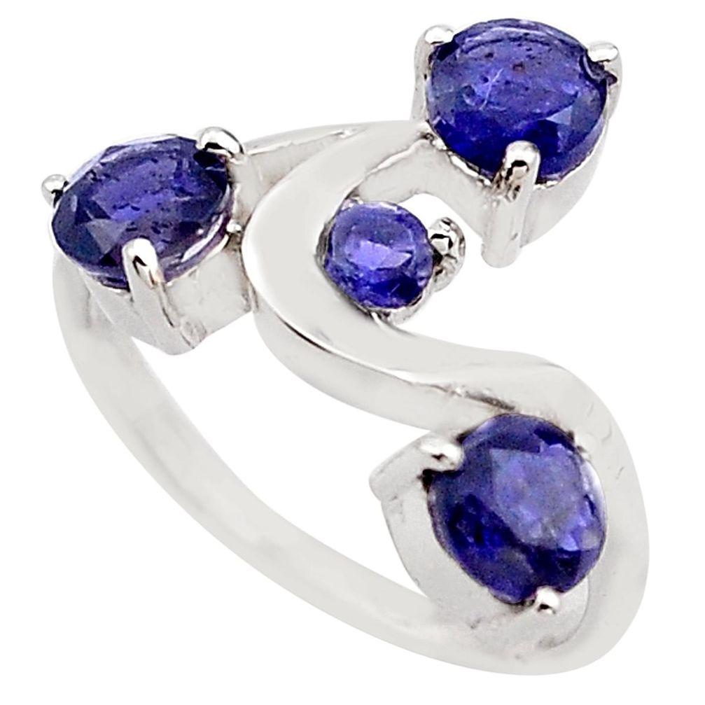 3.29cts natural blue iolite 925 sterling silver ring jewelry size 6.5 p83340