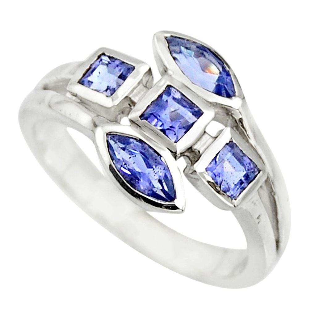 3.72cts natural blue iolite 925 sterling silver ring jewelry size 5.5 r25516