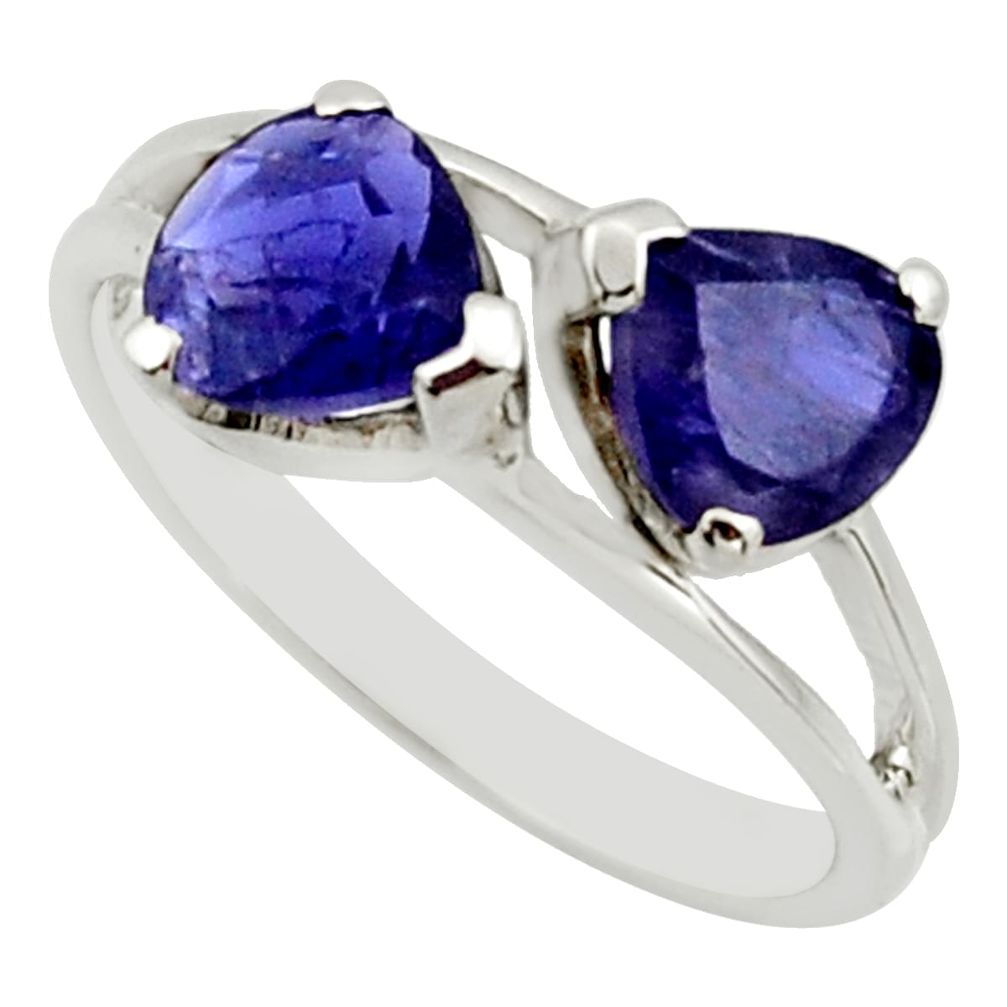 2.69cts natural blue iolite 925 sterling silver ring jewelry size 5.5 r25640