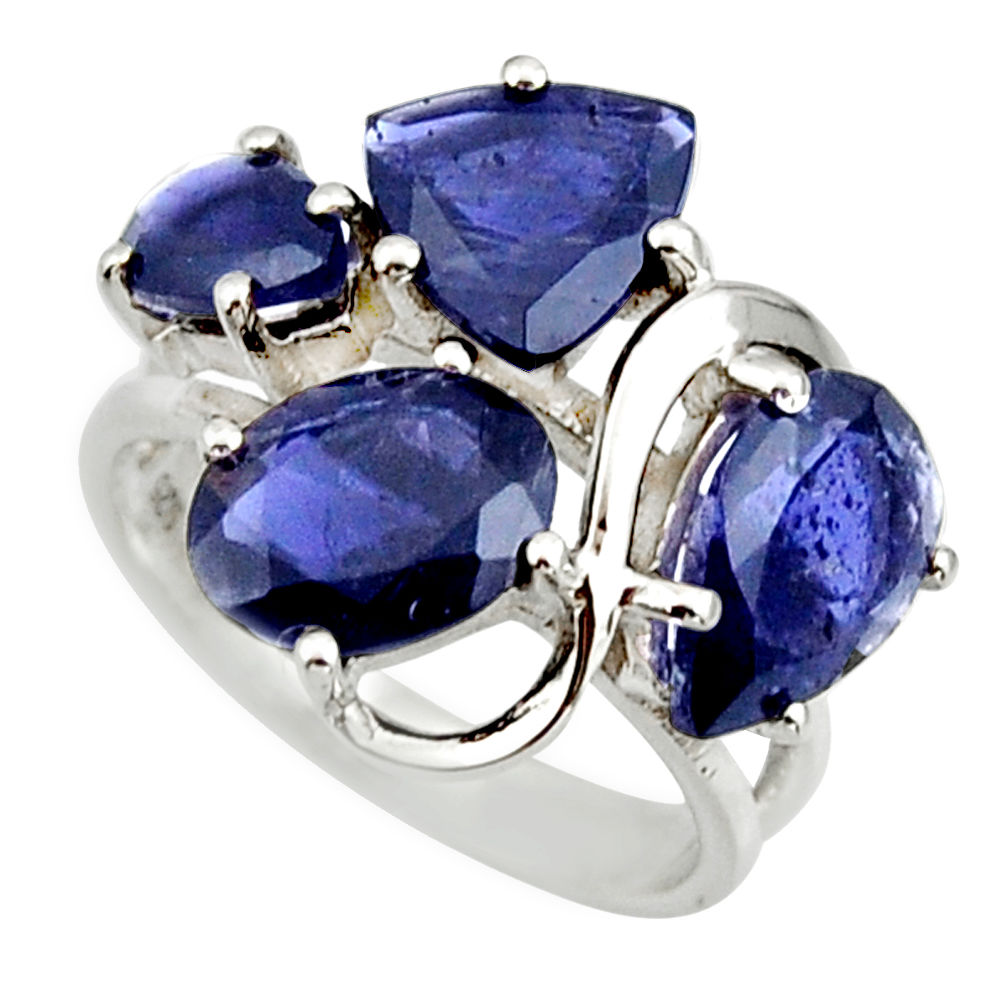 8.77cts natural blue iolite 925 sterling silver ring jewelry size 6.5 r25739