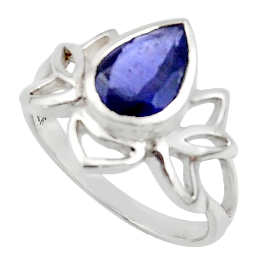 3.17cts natural blue iolite 925 sterling silver ring jewelry size 5.5 r45720