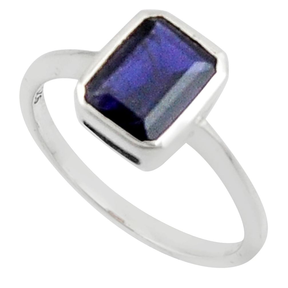 2.07cts natural blue iolite 925 sterling silver ring jewelry size 6.5 r45744