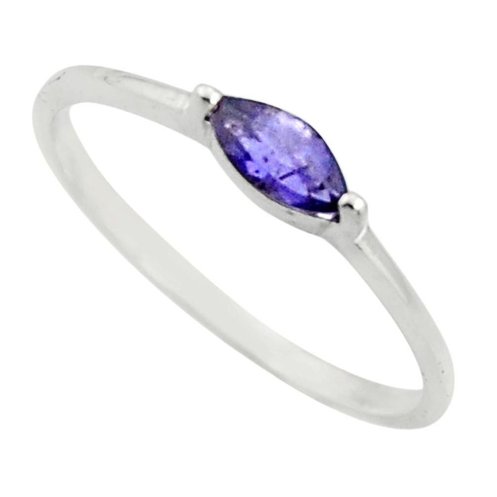 0.74cts natural blue iolite 925 sterling silver ring jewelry size 6.5 r45772