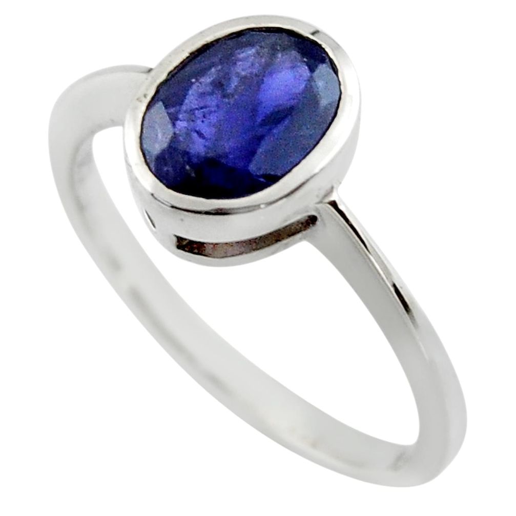 2.11cts natural blue iolite 925 sterling silver ring jewelry size 6.5 r45798