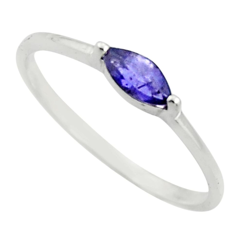 0.70cts natural blue iolite 925 sterling silver ring jewelry size 4.5 r45816