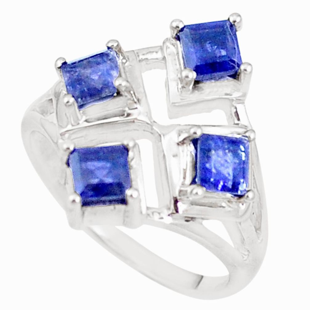 3.13cts natural blue iolite 925 sterling silver ring jewelry size 7 p18547
