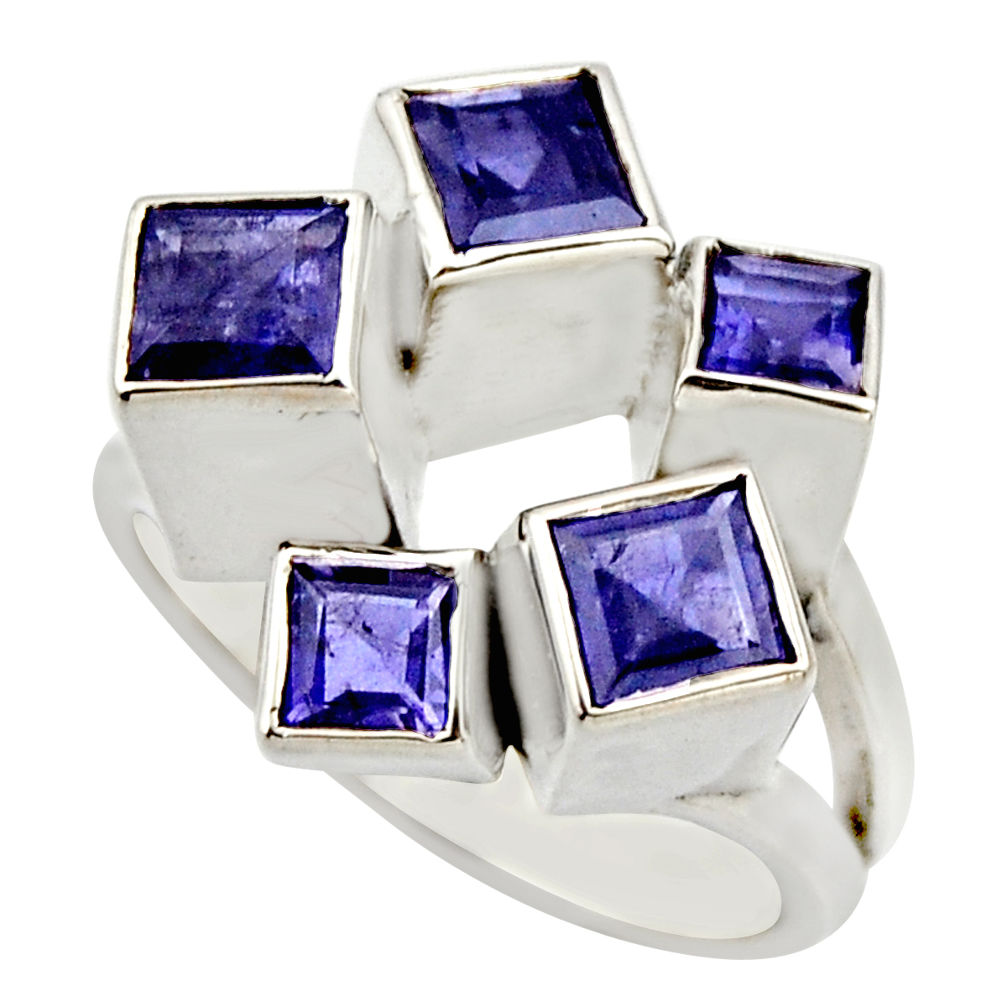 4.71cts natural blue iolite 925 sterling silver ring jewelry size 9 r25698