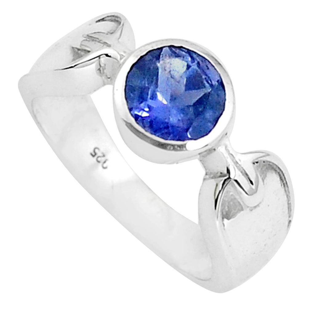 blue iolite 925 sterling silver solitaire ring size 6.5 p37054