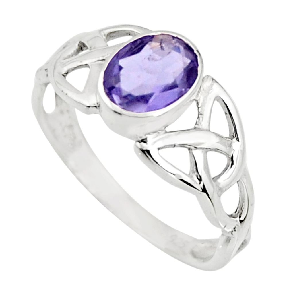 1.42cts natural blue iolite 925 sterling silver solitaire ring size 5.5 r25959