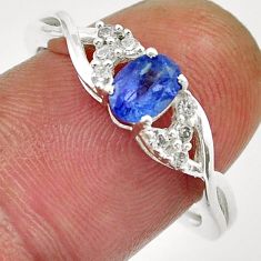 1.33cts natural blue iolite oval topaz 925 sterling silver ring size 8.5 y38371
