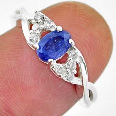 1.37cts natural blue iolite oval topaz 925 sterling silver ring size 5.5 y38393