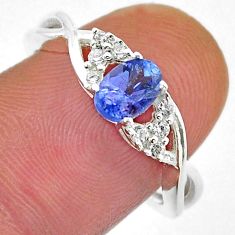1.49cts natural blue iolite oval topaz 925 sterling silver ring size 7.5 y38396