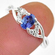 1.37cts natural blue iolite oval topaz 925 sterling silver ring size 6.5 y38400